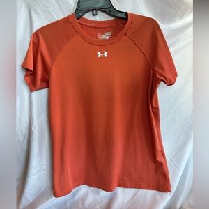 Under Armour Womens Small Loose FIT Short sleeve Burnt Orange Heat Gear Shirt